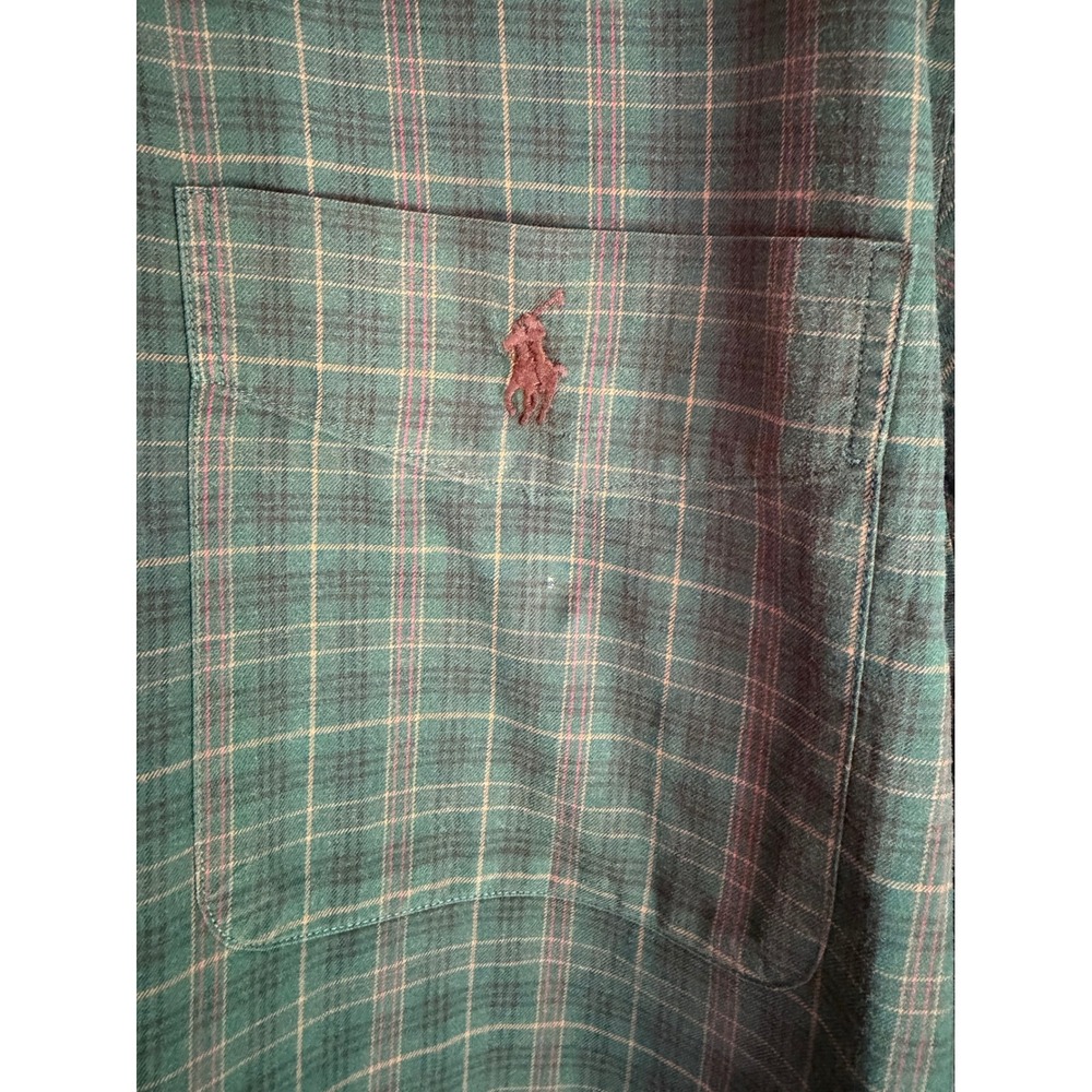 Ralph Lauren Mens XL Classic Fit Green Plaid Button Down Shirt Long Sleeve Pony - Picture 3 of 4